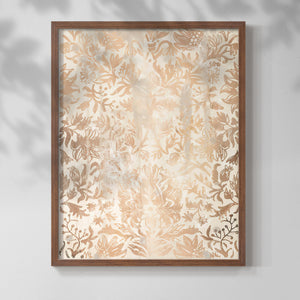 Walnut Damask I - Restickable Framed Art Print