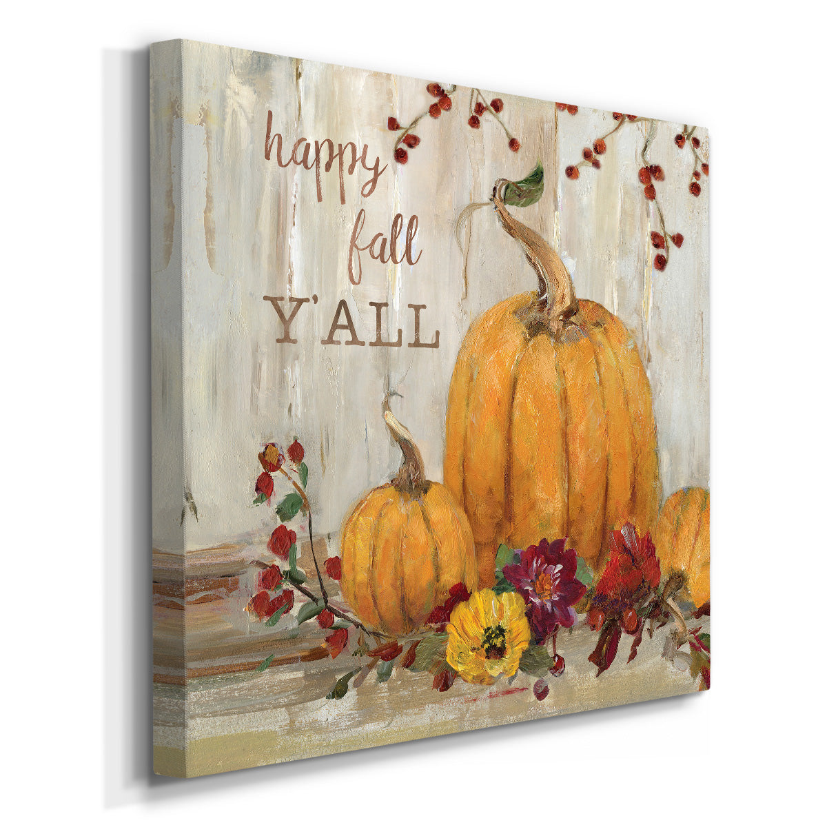 Happy Fall Pumpkins-Premium Gallery Wrapped Canvas - Ready to Hang