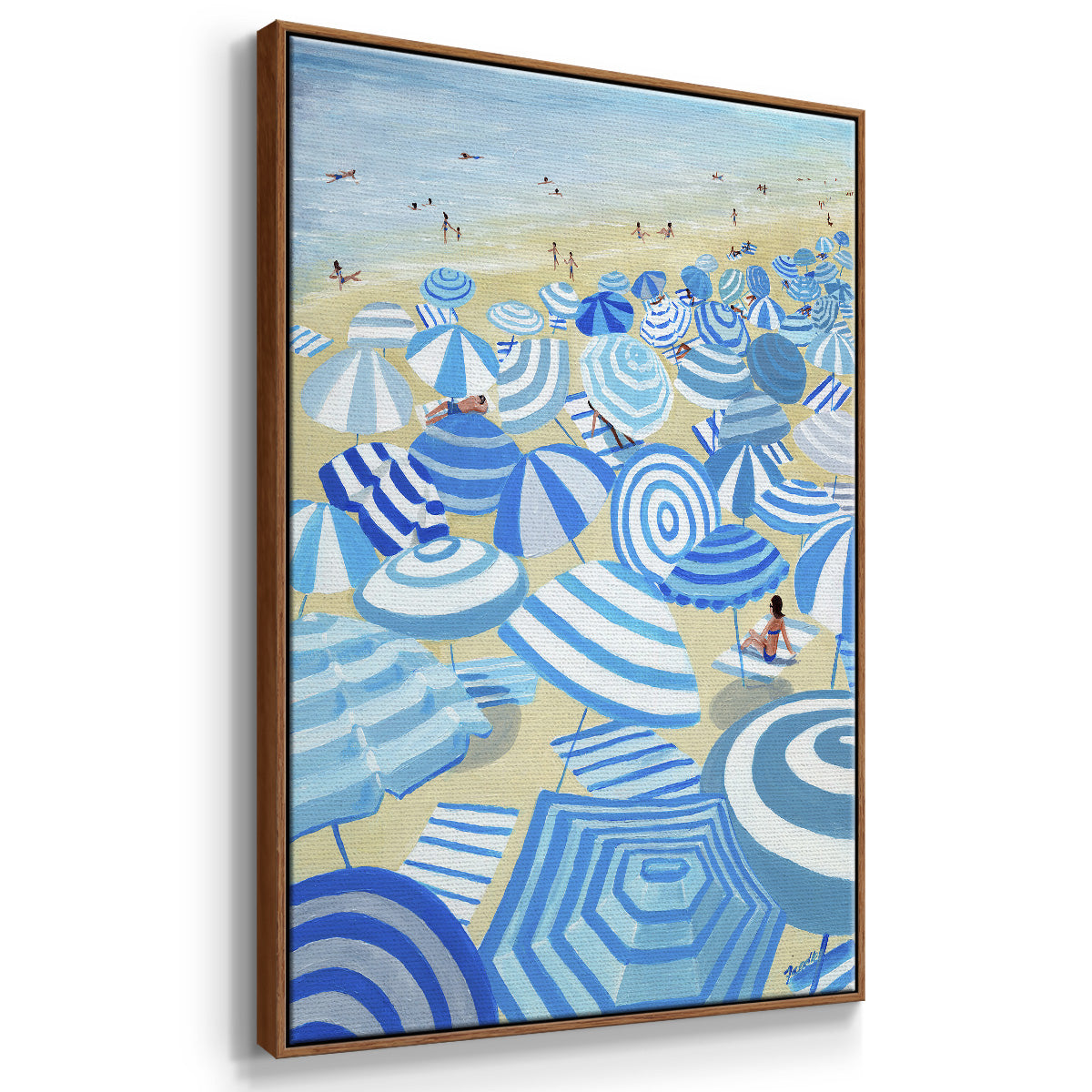Sky Blue Beach - Framed Premium Gallery Wrapped Canvas L Frame - Ready to Hang