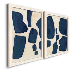 Blue Pieces I - Barnwood Framed Canvas Set