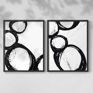 Colorful geometric landscape artwork depicting a coastal view with blue waters and green hills during daytime