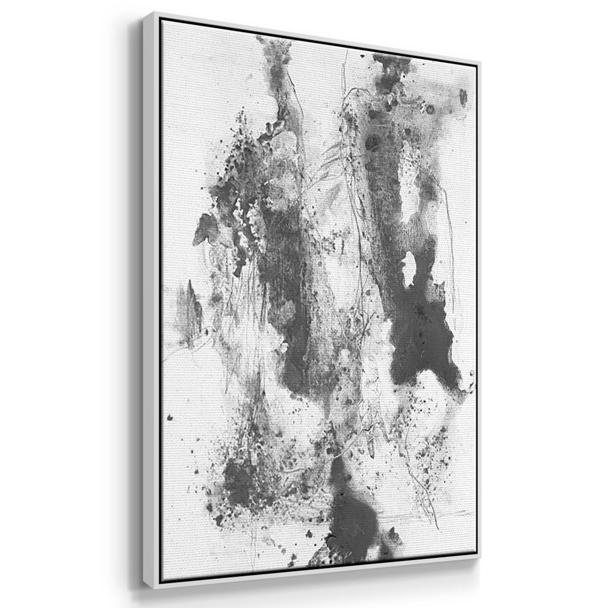 Graphite Abstract I - Framed Premium Gallery Wrapped Canvas L Frame 3 Piece Set - Ready to Hang