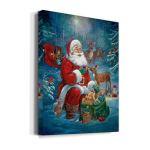 Santa's Woodland Friends Premium Gallery Wrapped Canvas - Ready to Hang