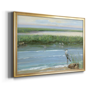 Wading at Dusk - Modern Framed Canvas Print