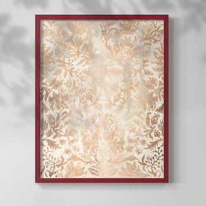 Walnut Damask I - Restickable Framed Art Print