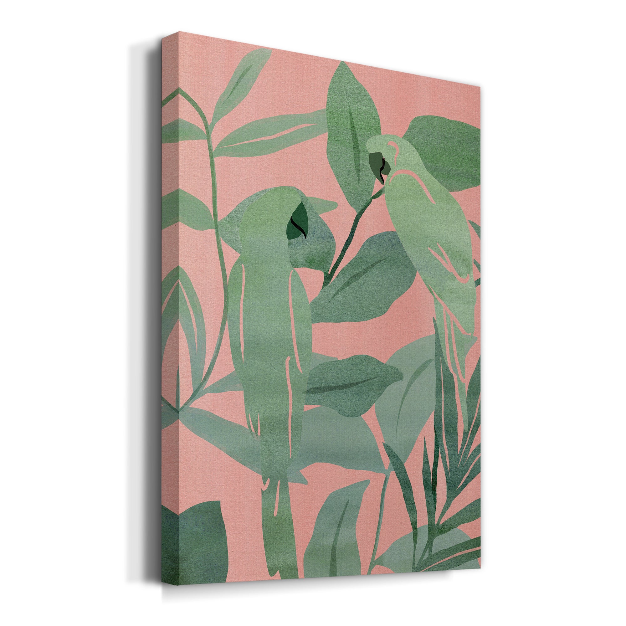 Pink and Green Birds of Paradise II Premium Gallery Wrapped Canvas - Ready to Hang