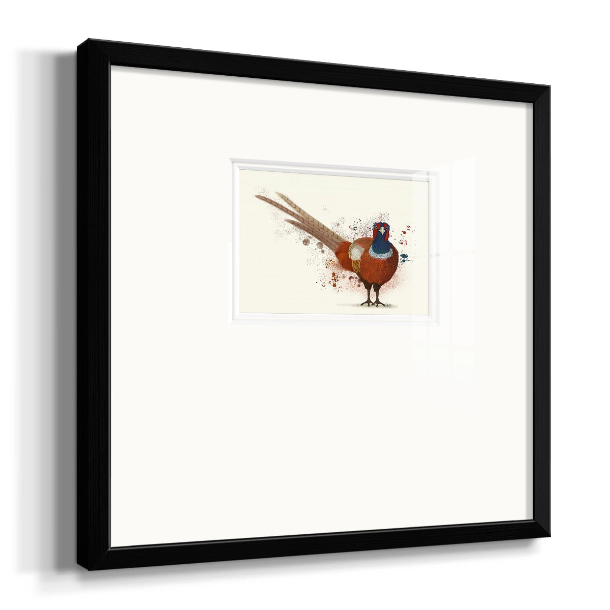Pheasant Splash 7 Premium Framed Print Double Matboard