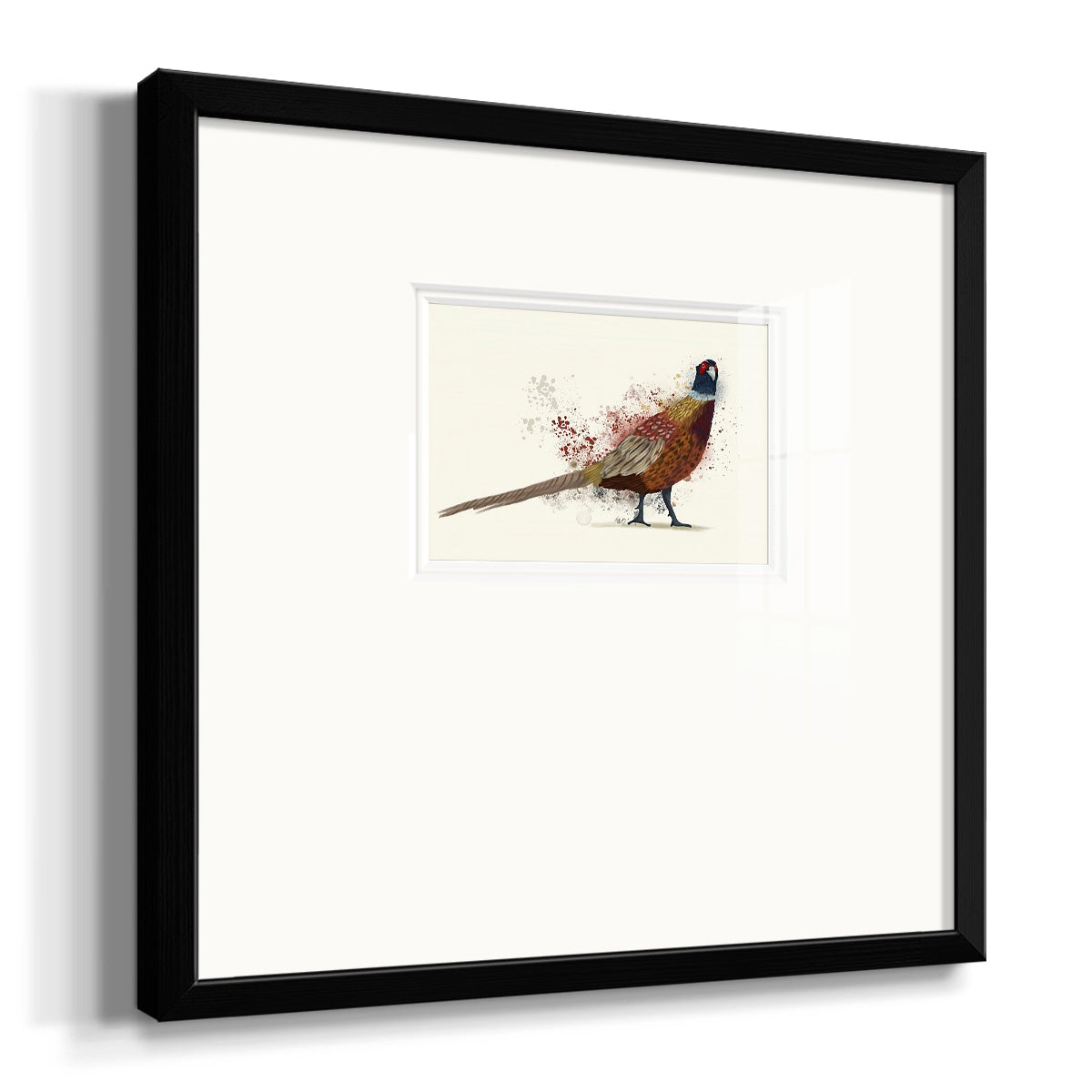Pheasant Splash 2 Premium Framed Print Double Matboard
