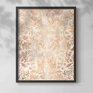Walnut Damask I - Restickable Framed Art Print