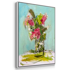 TURQUOISE LILLY - Framed Premium Gallery Wrapped Canvas L Frame - Ready to Hang