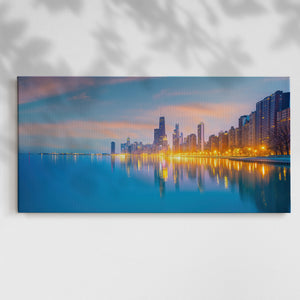 Misty Chicago Skyline - Gallery Wrapped Canvas