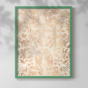 Walnut Damask I - Restickable Framed Art Print