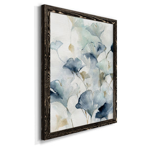 Indigo Ginkgo II - Premium Canvas Framed in Barnwood - Ready to Hang