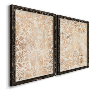 Walnut Damask I - Premium Framed Canvas 2 Piece Set - Ready to Hang