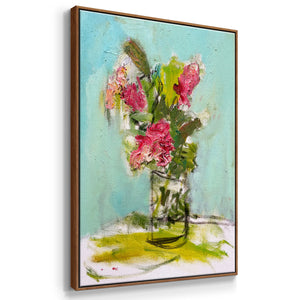 TURQUOISE LILLY - Framed Premium Gallery Wrapped Canvas L Frame - Ready to Hang