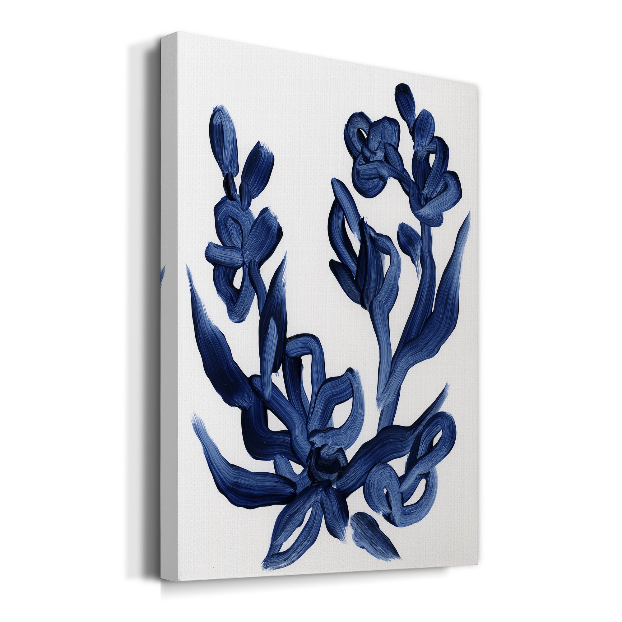 Indigo Brush Blooms I Premium Gallery Wrapped Canvas - Ready to Hang
