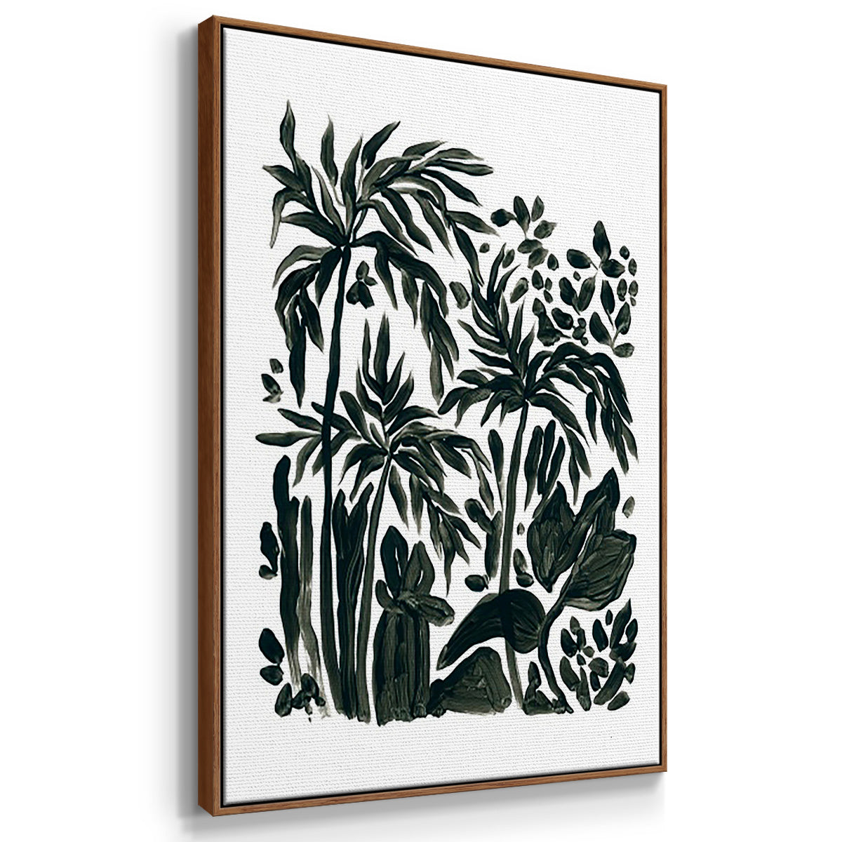 Ink Jungle I - Framed Premium Gallery Wrapped Canvas L Frame 3 Piece Set - Ready to Hang