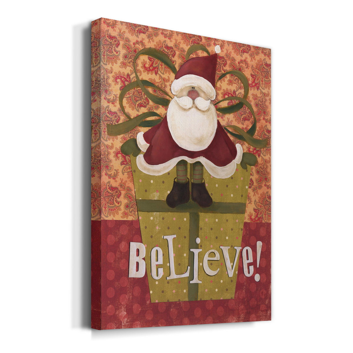 Santa on Gift Premium Gallery Wrapped Canvas - Ready to Hang
