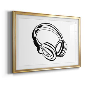 Headphones Sketch - Modern Framed Art Print