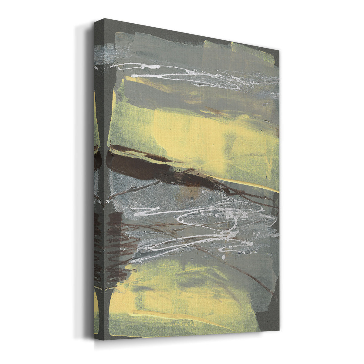 Lemon & Silver Swipe I Premium Gallery Wrapped Canvas - Ready to Hang