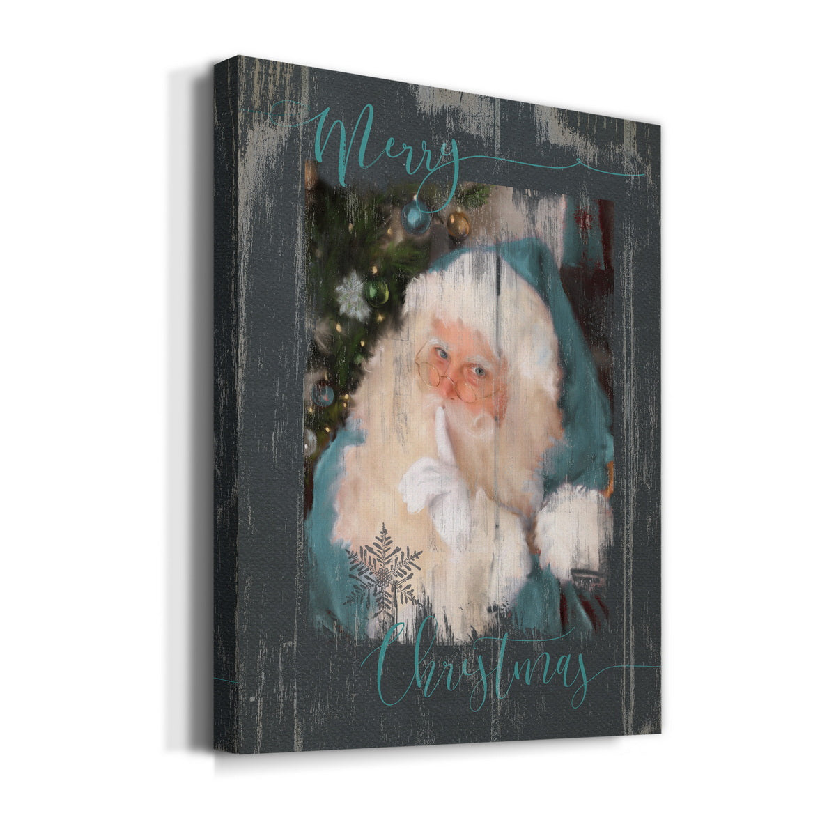 Teal Santa Premium Gallery Wrapped Canvas - Ready to Hang
