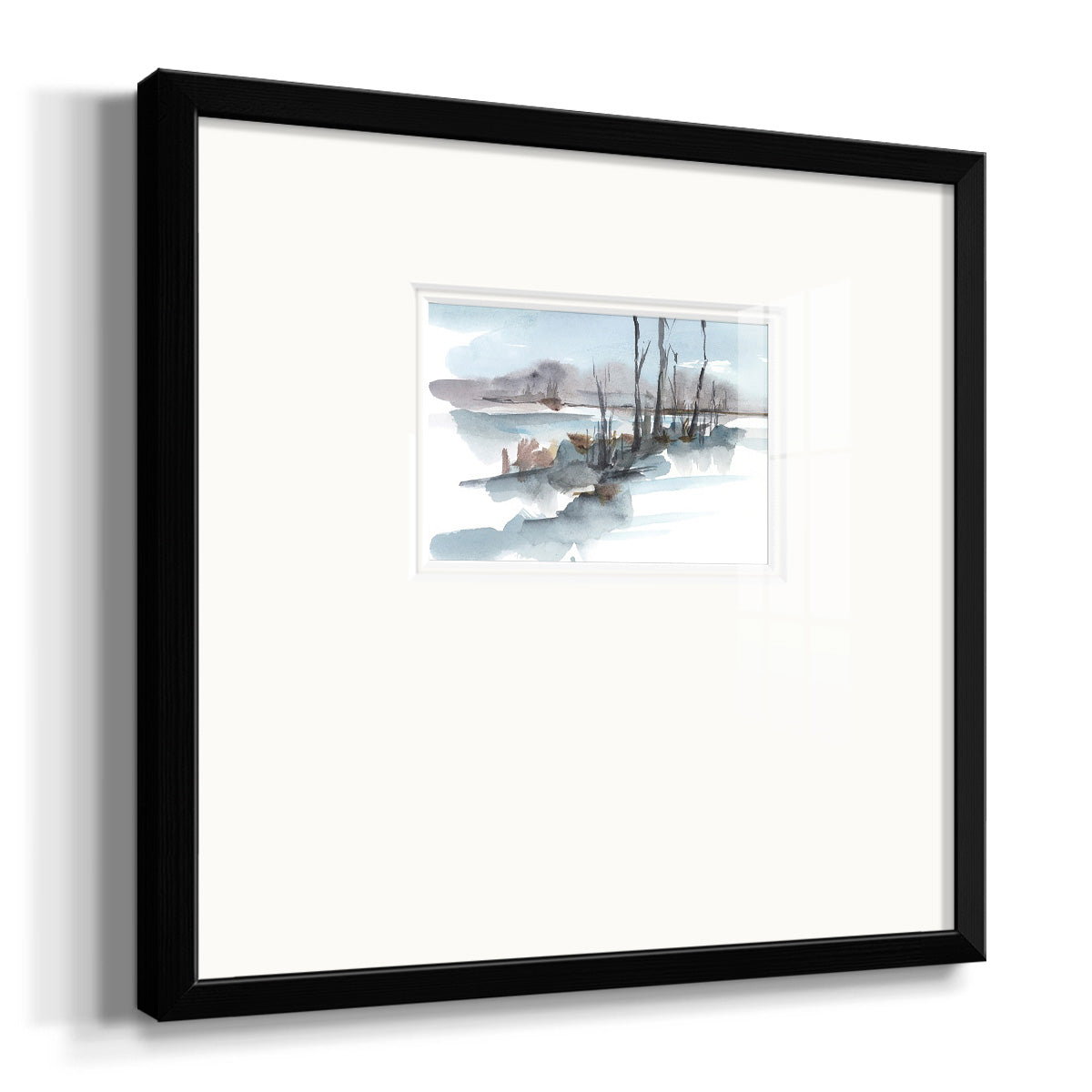 Winter Stream Watercolor I Premium Framed Print Double Matboard