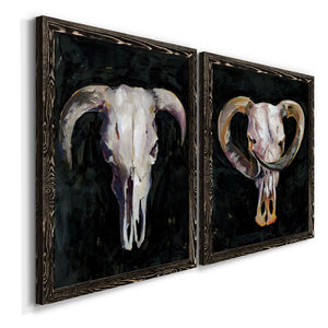 Horned Skull I - Premium Framed Canvas 2 Piece Set - Ready to Hang