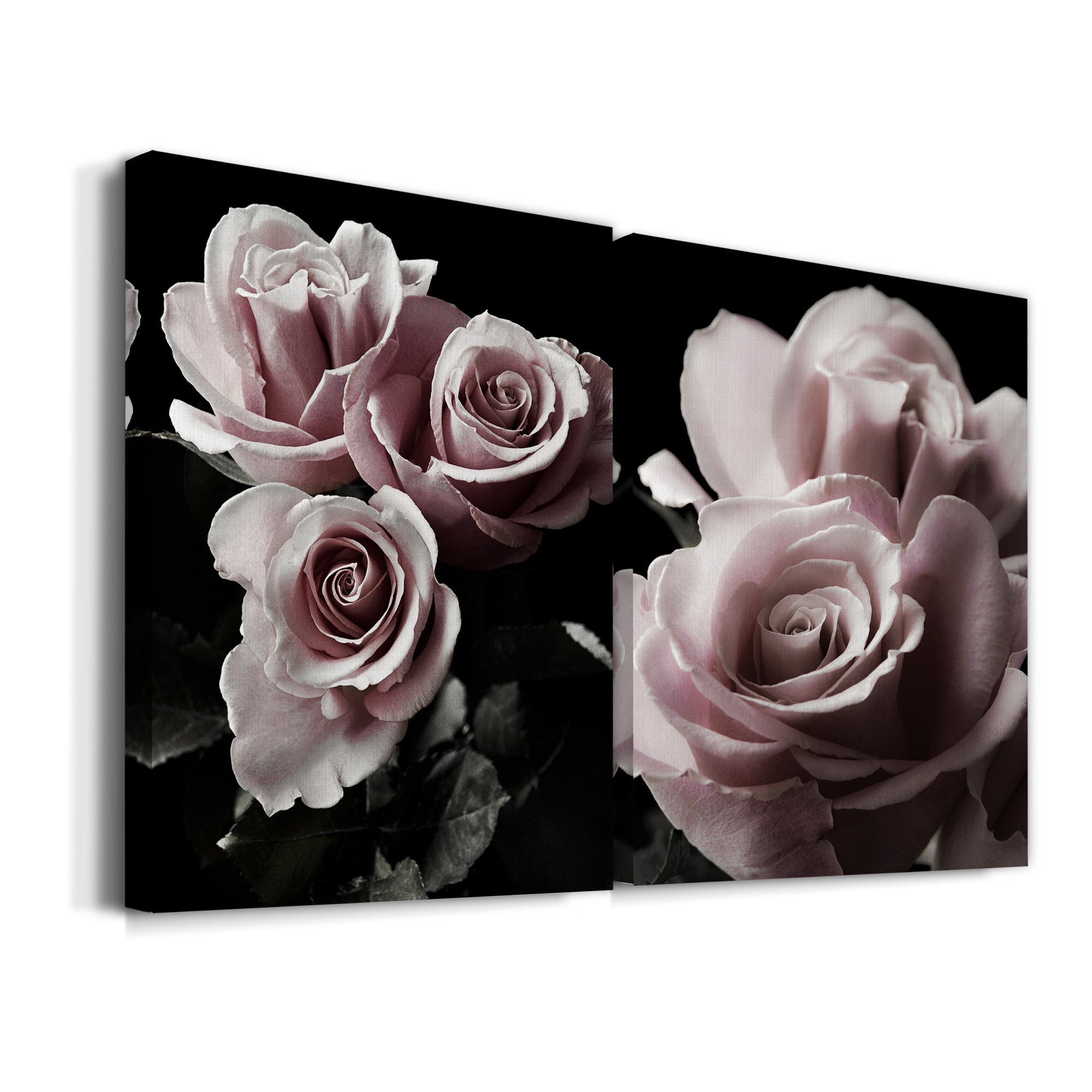 Rose Noir I Premium Gallery Wrapped Canvas - Ready to Hang - Set of 2 - 8 x 12 Each