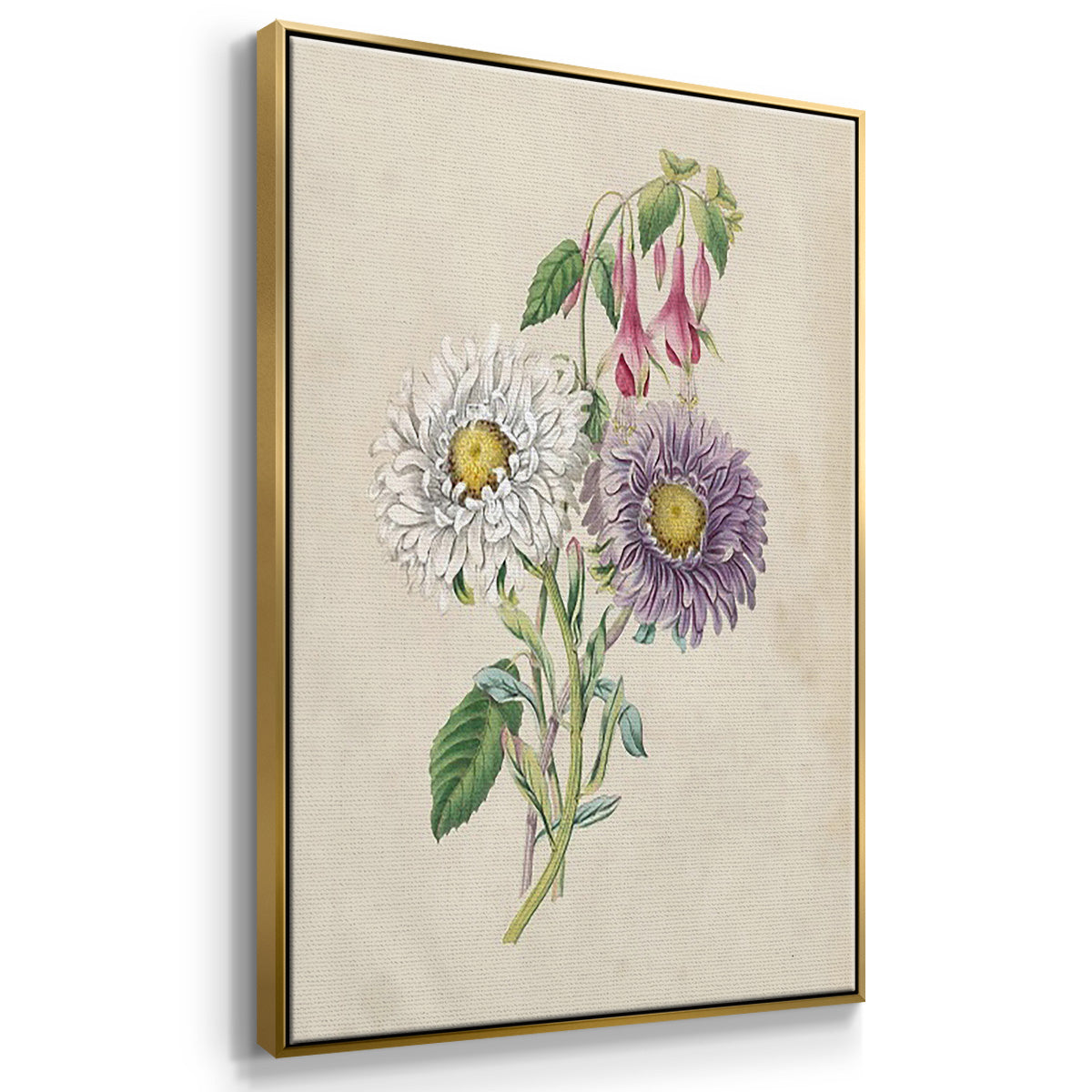 Antique Garden Bouquet I - Framed Premium Gallery Wrapped Canvas L Frame 3 Piece Set - Ready to Hang