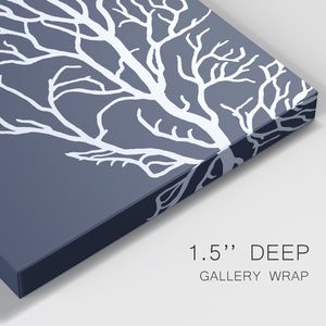 Corals White on Indigo Blue c Premium Gallery Wrapped Canvas - Ready to Hang