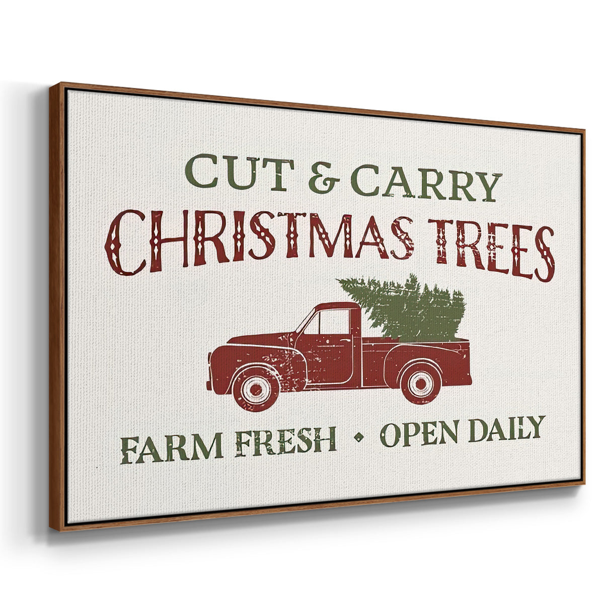 Christmas Farm Sign II - Framed Gallery Wrapped Canvas in Floating Frame