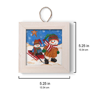 Snowmen Sledding, Handmade Ornament