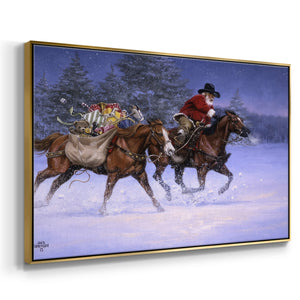 Christmas Rush - Framed Gallery Wrapped Canvas in Floating Frame