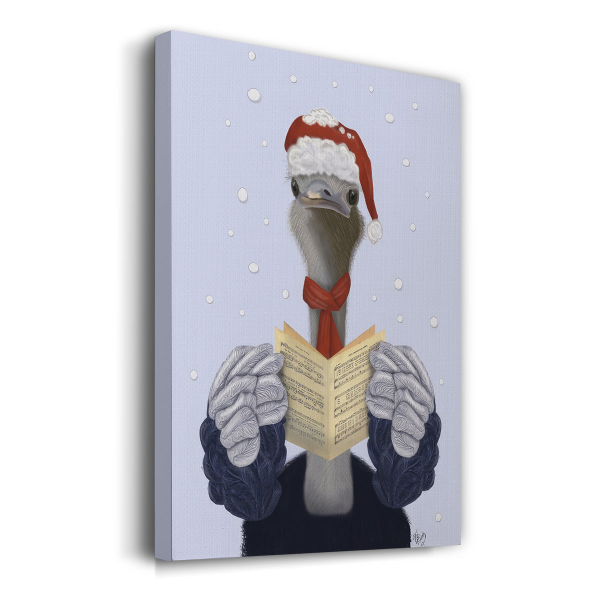 Ostrich, Carol Singing - Gallery Wrapped Canvas