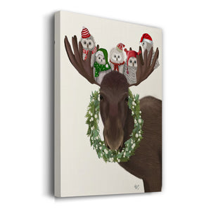 Christmas Moose and Christmas Owls - Gallery Wrapped Canvas