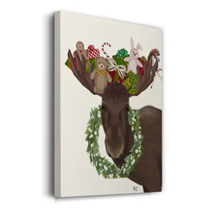Christmas Moose and Christmas Gifts - Gallery Wrapped Canvas