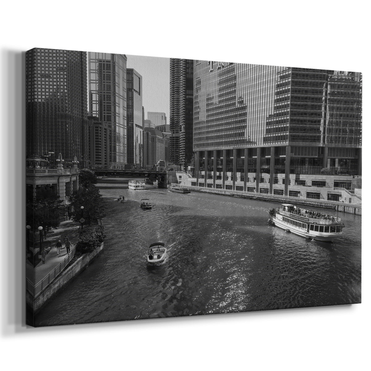 Vintage Chicago River - Gallery Wrapped Canvas