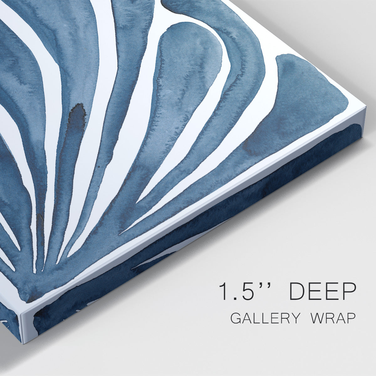 Blue Stylized Leaf II Premium Gallery Wrapped Canvas - Ready to Hang