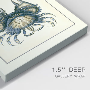 Antique Blue Crabs I Premium Gallery Wrapped Canvas - Ready to Hang