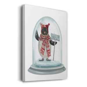 Christmas Penguin Snow Globe - Gallery Wrapped Canvas