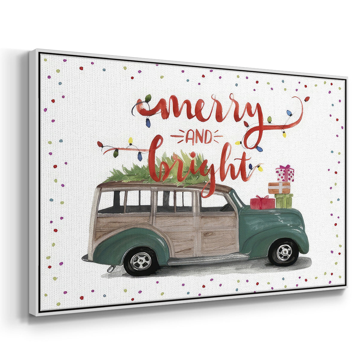 Christmas Cars Collection A - Framed Gallery Wrapped Canvas in Floating Frame