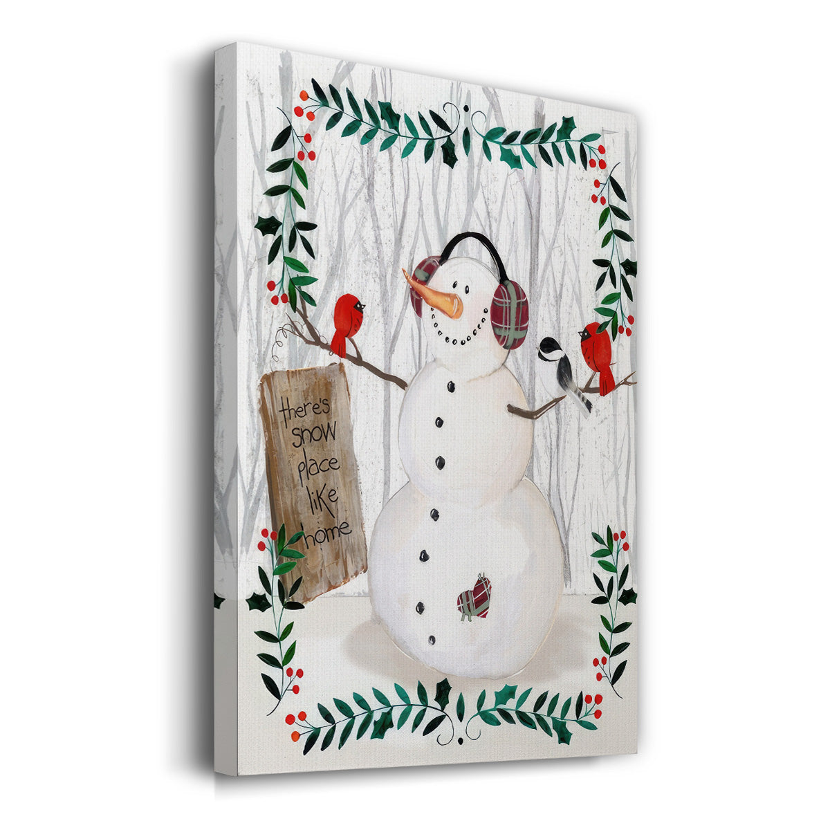 Folk Snowman Forest II - Gallery Wrapped Canvas