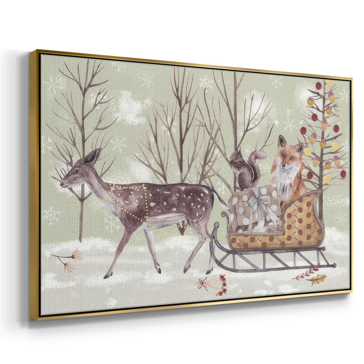 Christmas Time Collection A - Framed Gallery Wrapped Canvas in Floating Frame