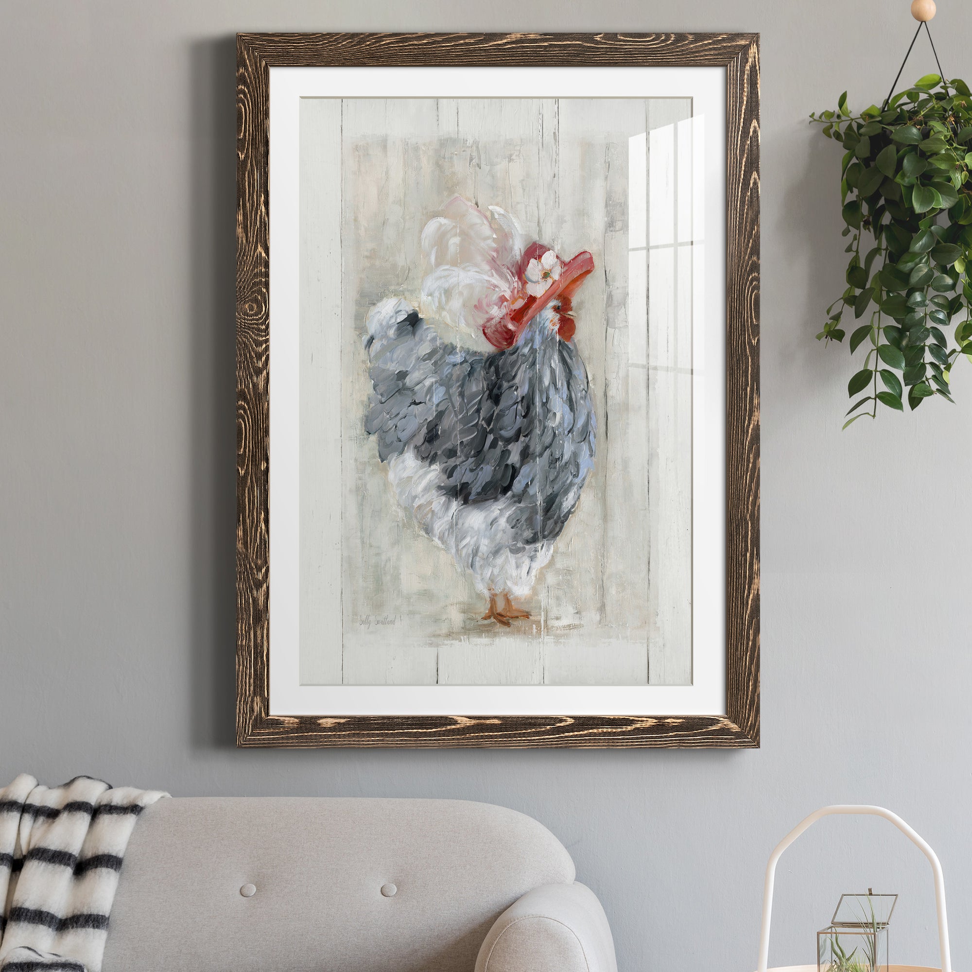 Sunday Best Hen - Barnwood Framed Art Print