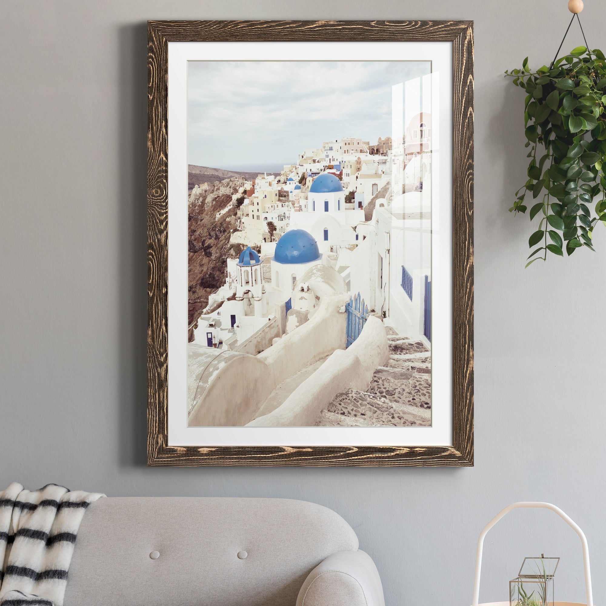 Santorini - Premium Framed Print - Distressed Barnwood Frame - Ready to Hang