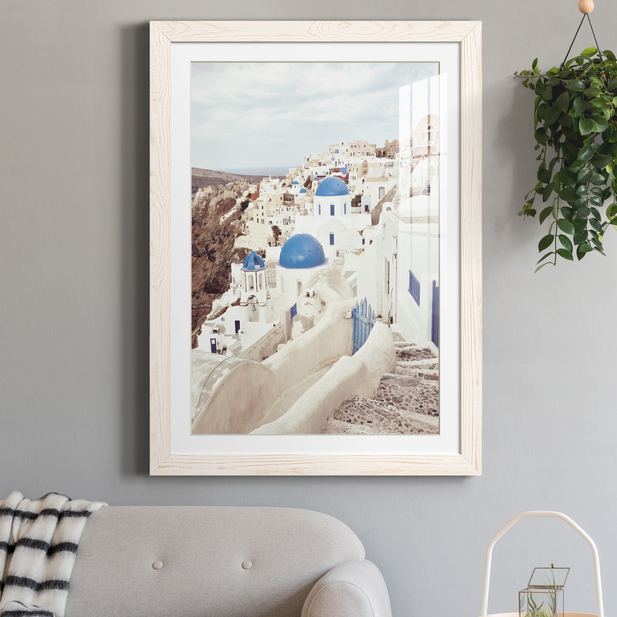 Santorini - Premium Framed Print - Distressed Barnwood Frame - Ready to Hang