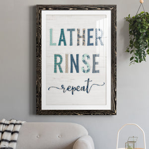 Lather Rinse Repeat - Barnwood Framed Art Print