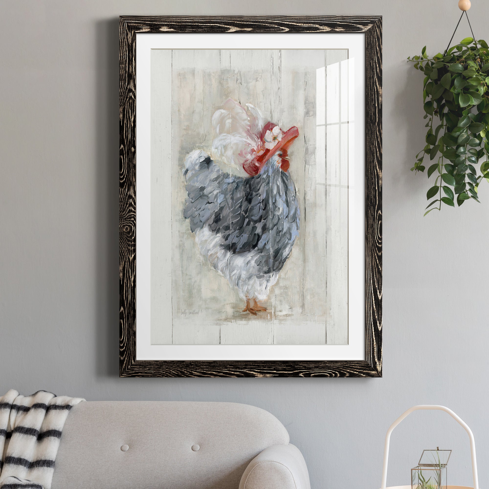 Sunday Best Hen - Barnwood Framed Art Print