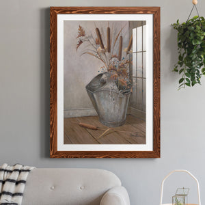 Berries & Cat Tails - Premium Framed Print - Distressed Barnwood Frame - Ready to Hang