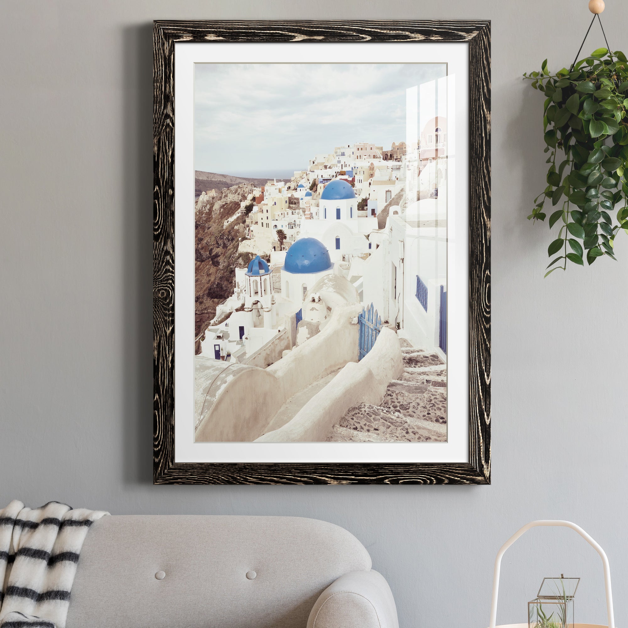 Santorini - Premium Framed Print - Distressed Barnwood Frame - Ready to Hang